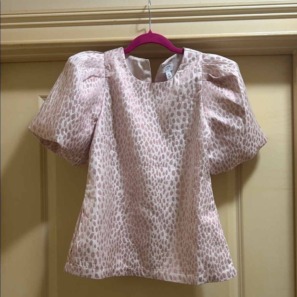 Women’s Pink Dot Puff-Sleeve Top